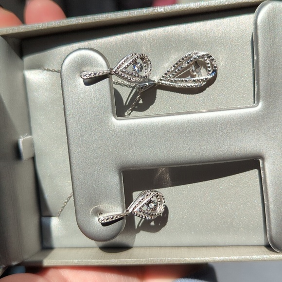 Zales Jewelry Sterling Silver Necklace and Earring Set - Picture 3 of 4